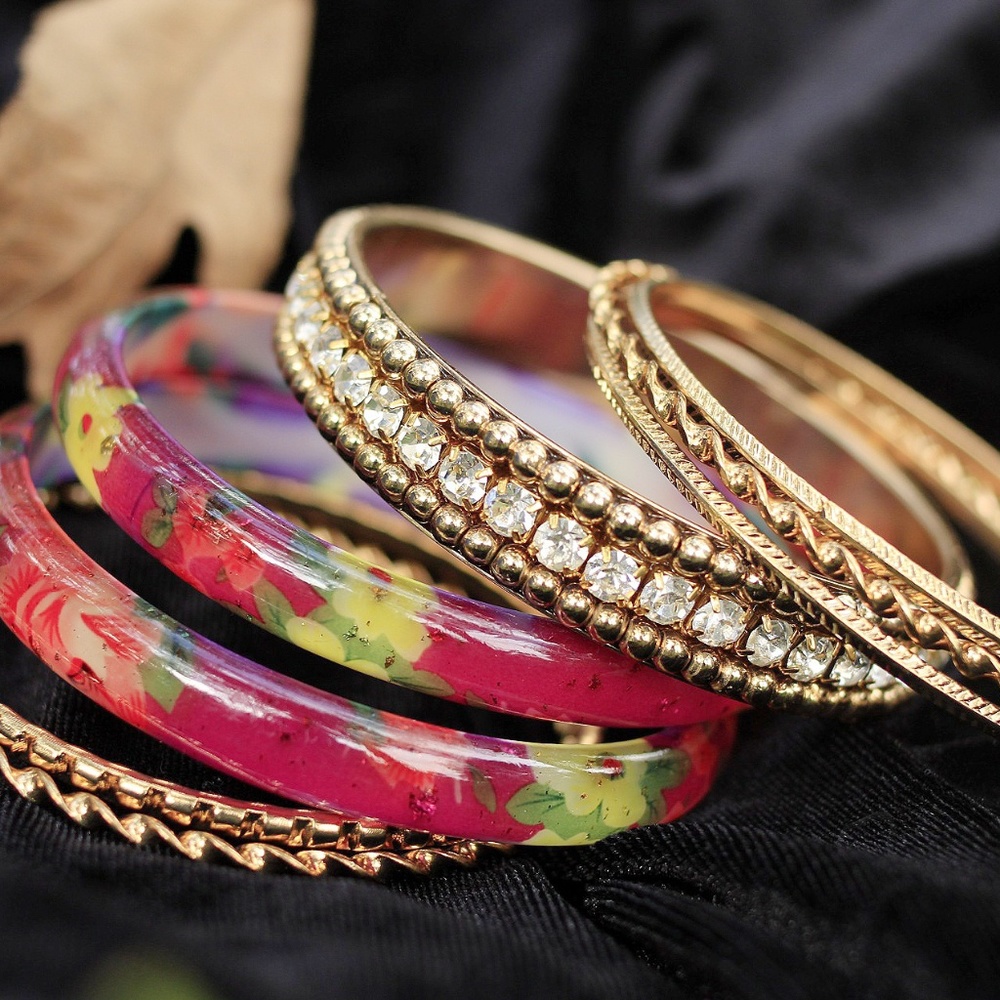 Gold/pink/orange/fall bracelets